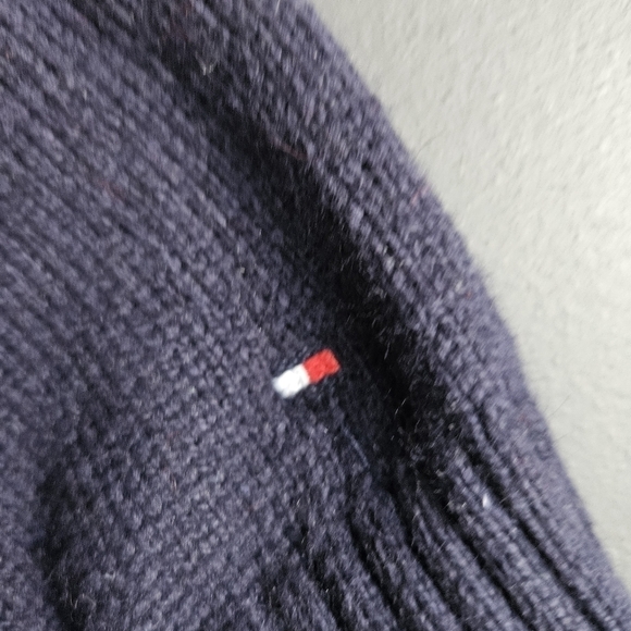 Tommy Hilfiger Navy Multicolor Angora Cotton Blend Sweater Dress Sz L Acadamia - Picture 7 of 11